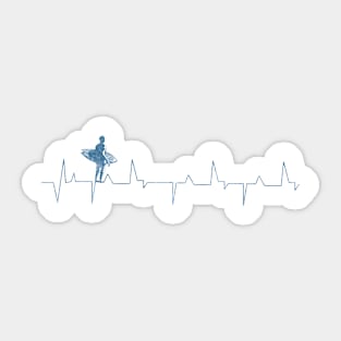 Heartbeat Surfer Blue Sticker